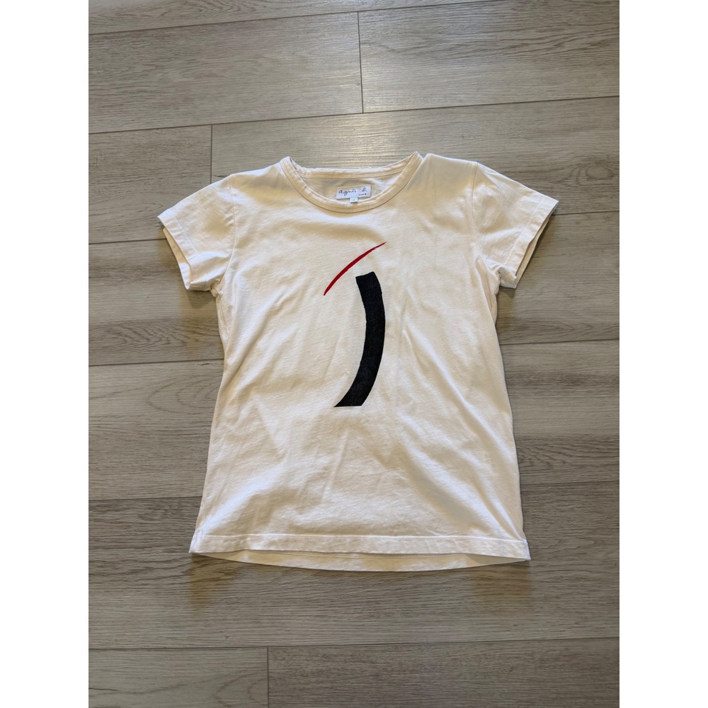 Agnes B Paris Japan Carolyn Carlson Artist Series Graphic T-Shirt Cream Size XS